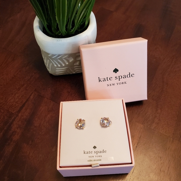 NIB Kate Spade Cubic Zirconia Bright Ideas Gold Stud Earrings - Picture 1 of 7